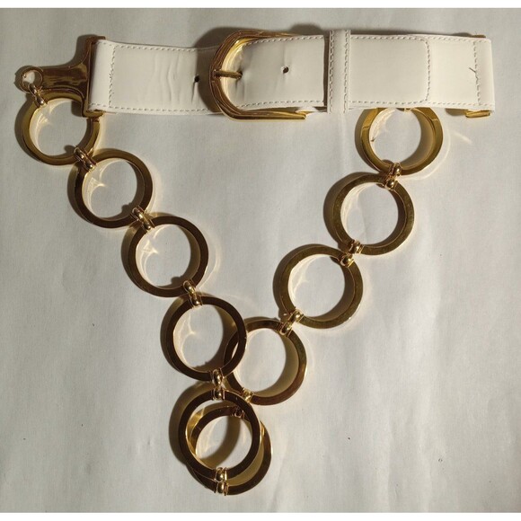 Vintage Milly Genuine Leather Gold Ring Belt